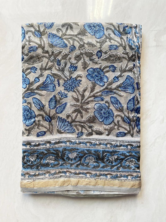 Hand Block Printed Chanderi silk Saree