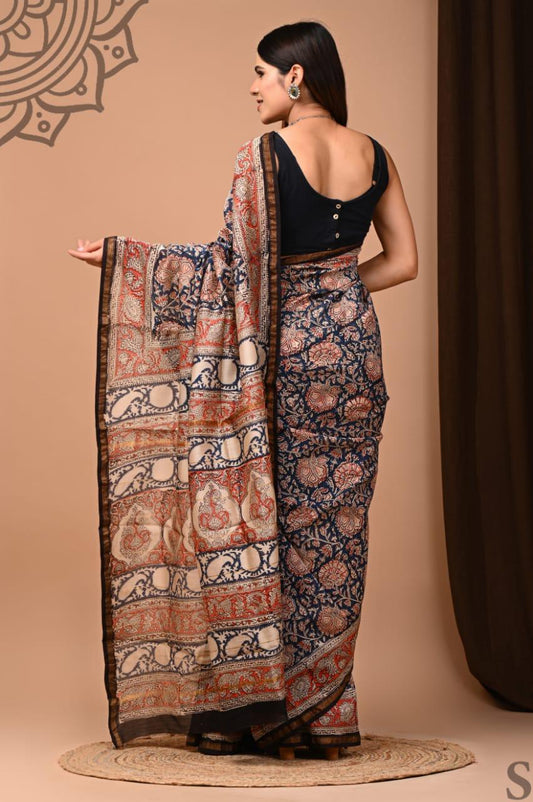 Hand Block Printed Chanderi silk Saree