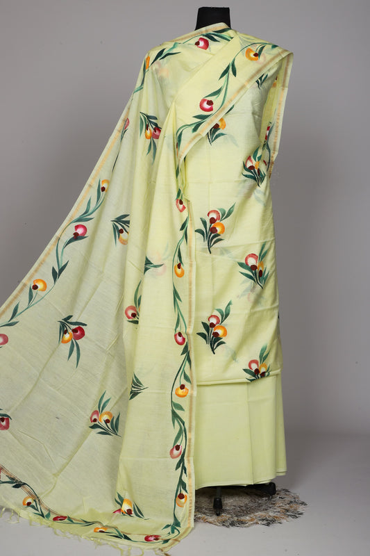 Hand Block Printed Chanderi Silk Suit