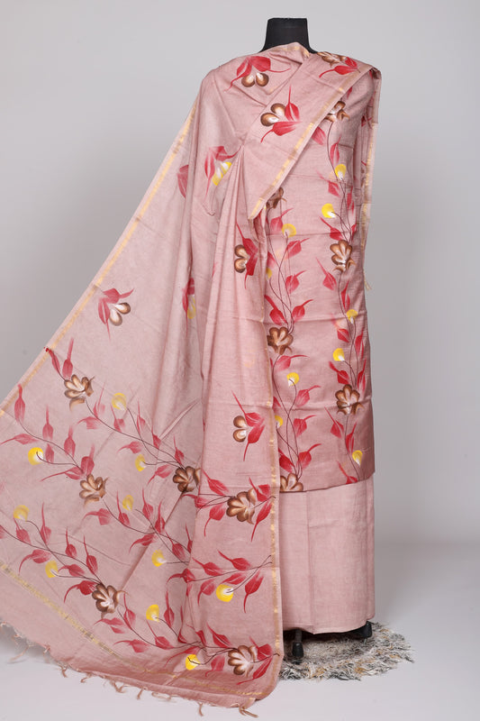 Hand Block Printed Chanderi Silk Suit