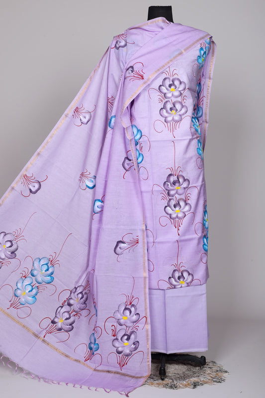 Hand Block Printed Chanderi Silk Suit