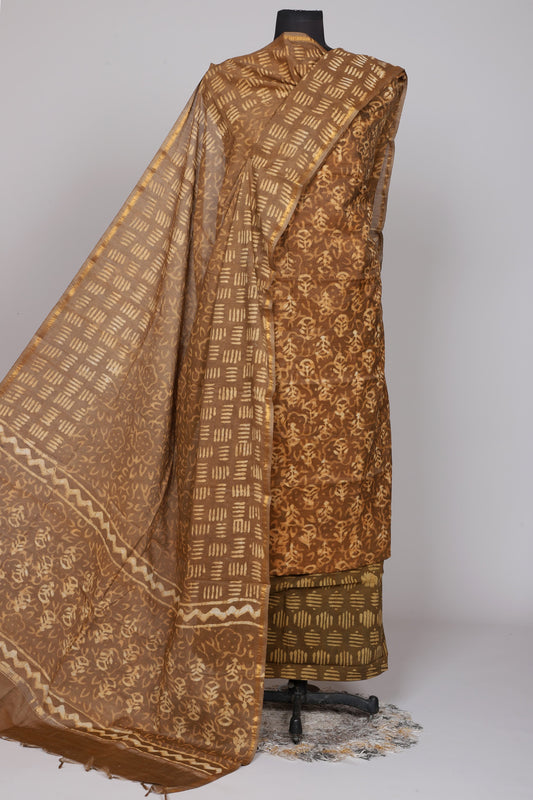 Hand Block Printed Chanderi Silk Suit