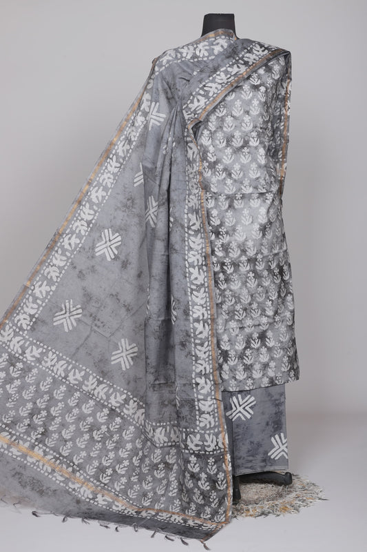Hand Block Printed Chanderi Silk Suit