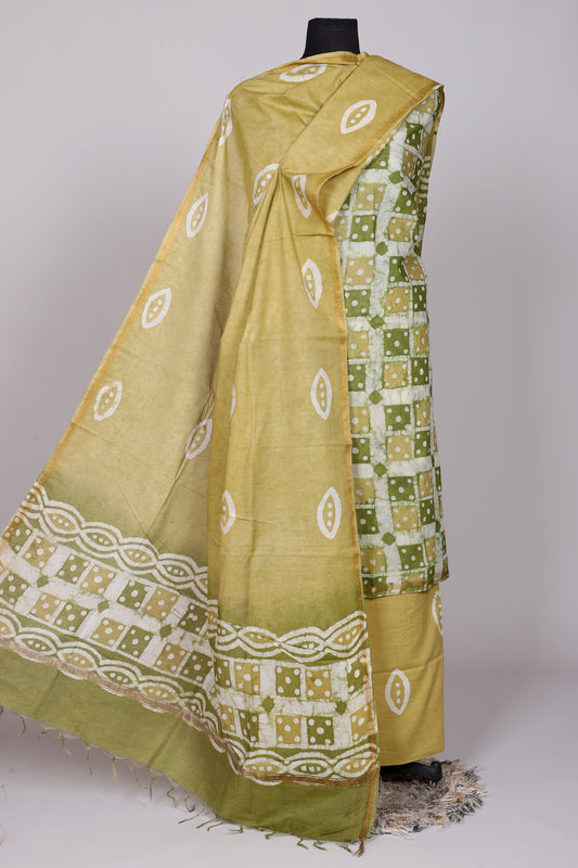 Hand Block Printed Chanderi Silk Suit