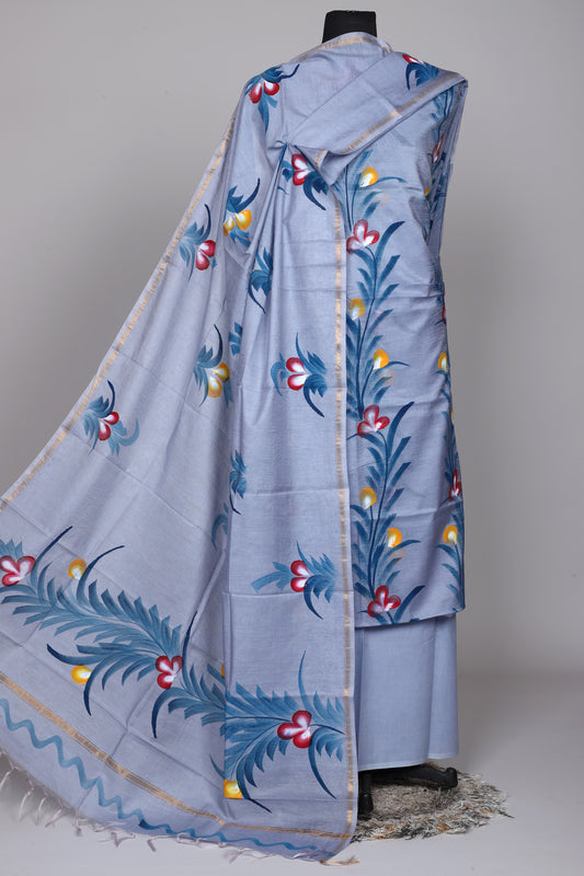 Hand Block Printed Chanderi Silk Suit