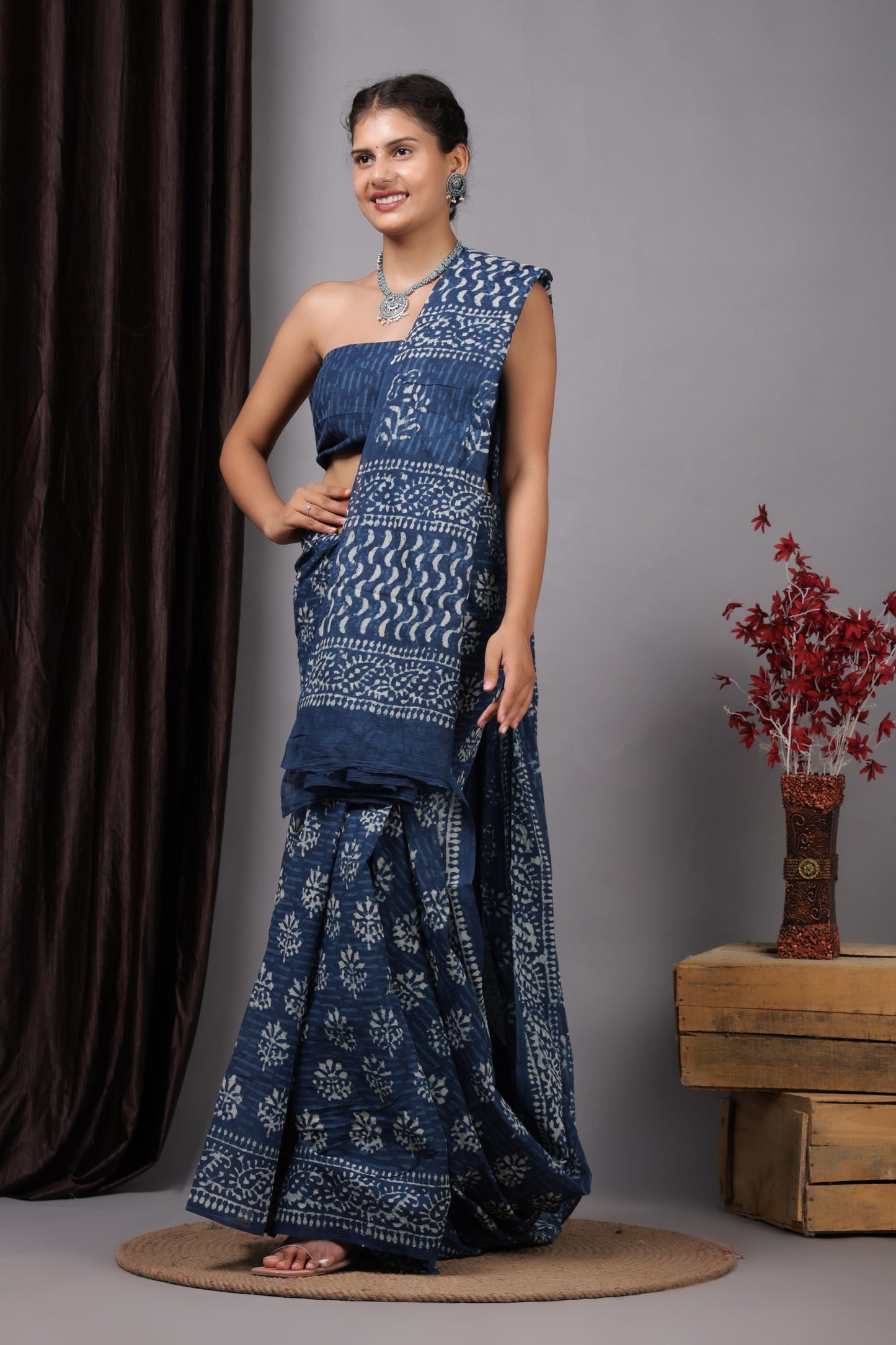 Hand Printed Cotton MulMul Saree