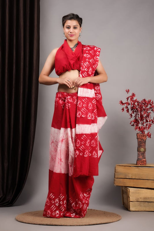 Hand Printed Cotton MulMul Saree