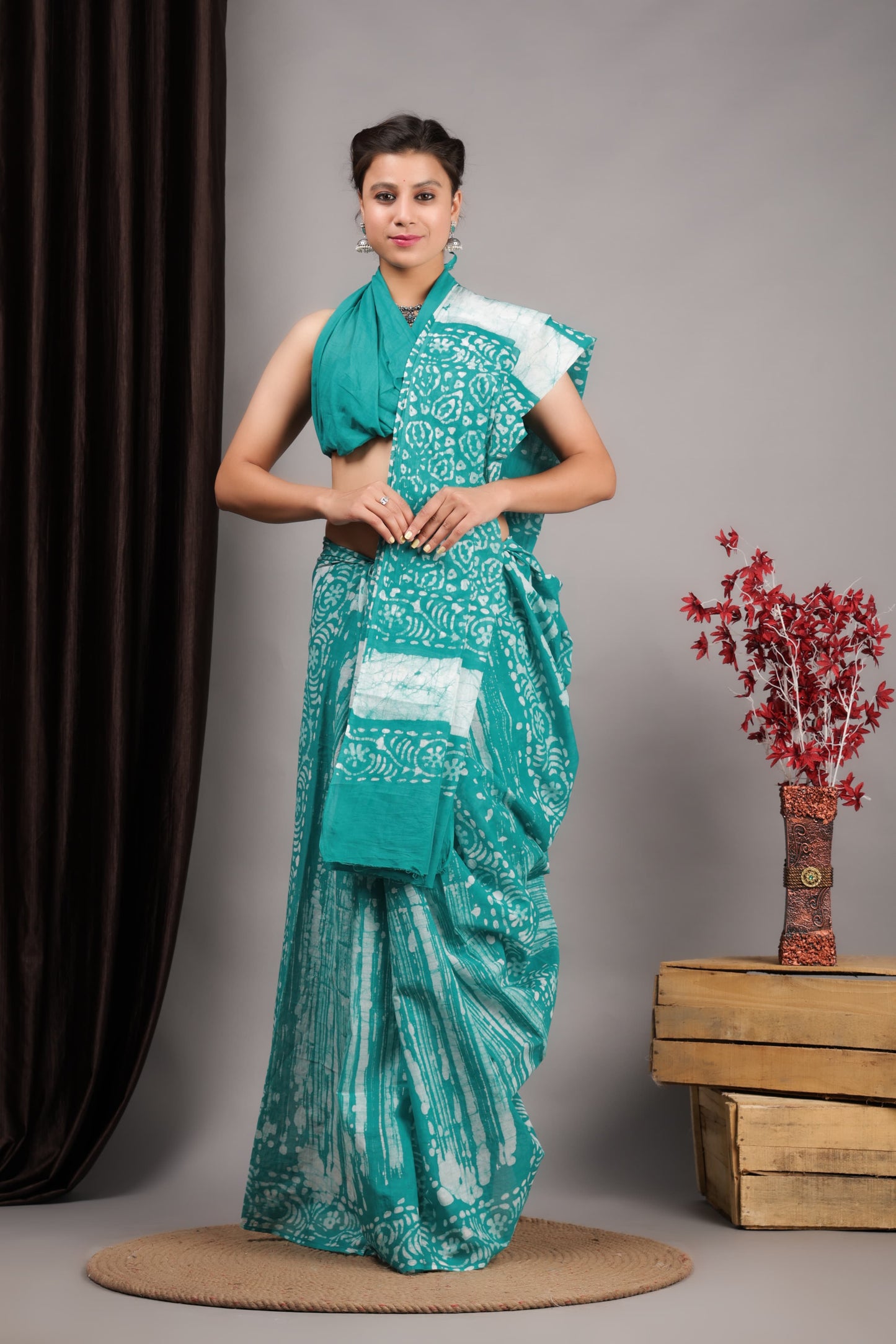 Hand Printed Cotton MulMul Saree