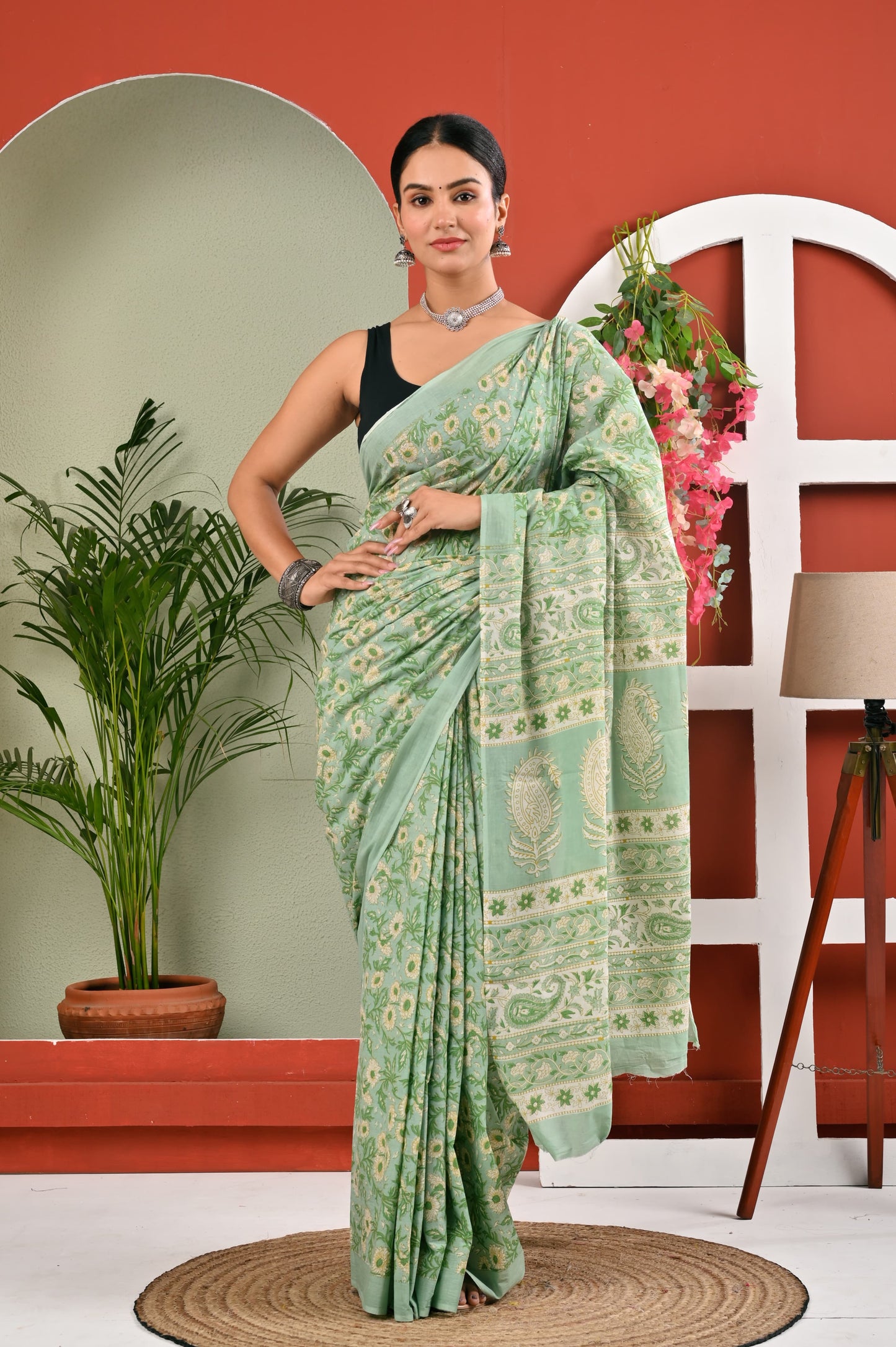 Hand Printed Cotton MulMul Saree