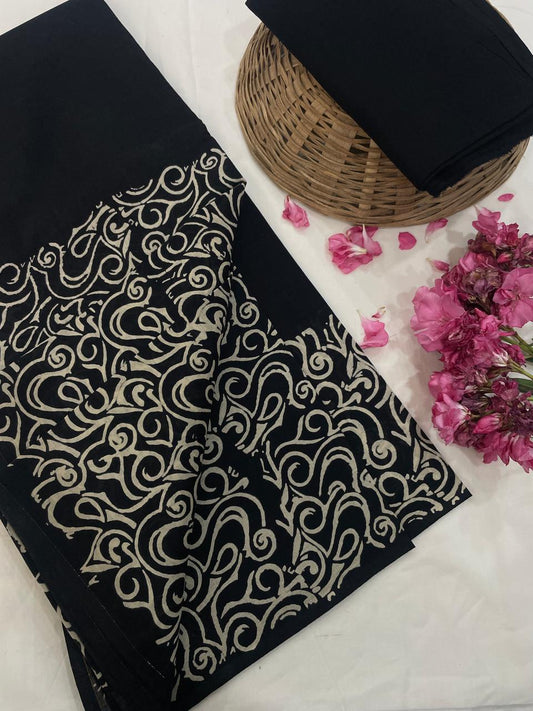 Hand Printed Cotton MulMul Saree