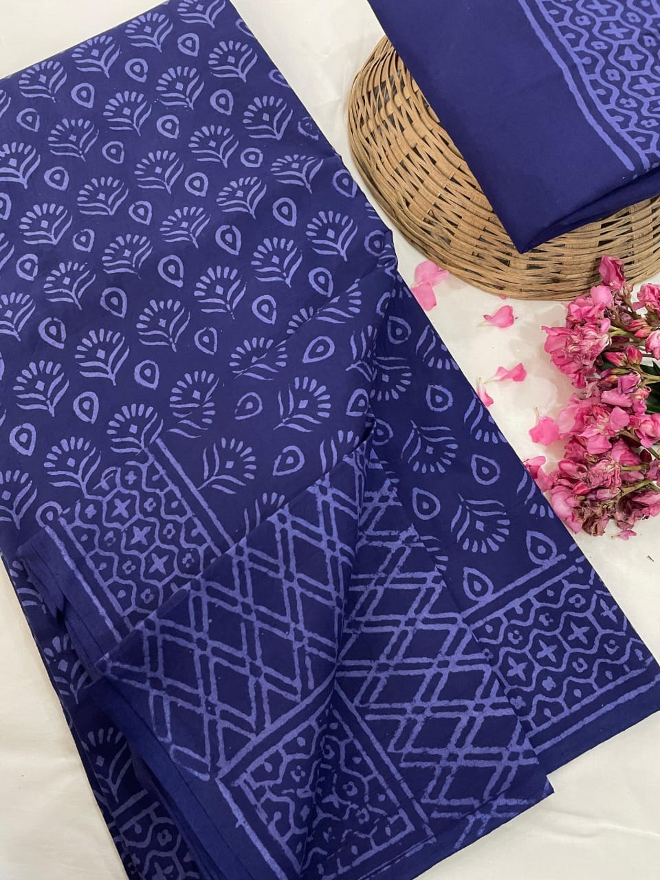 Hand Printed Cotton MulMul Saree