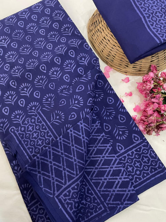 Hand Printed Cotton MulMul Saree