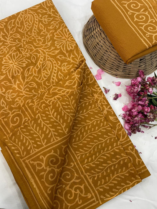 Hand Printed Cotton MulMul Saree