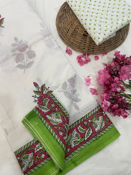 Hand Printed Cotton MulMul Saree