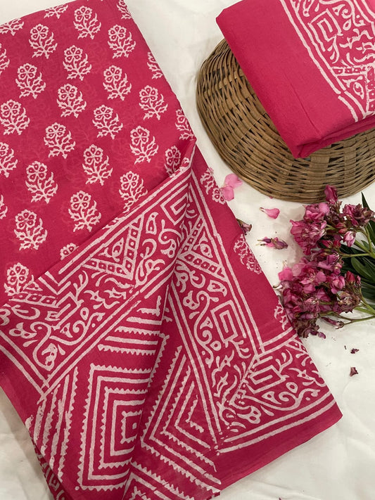 Hand Printed Cotton MulMul Saree