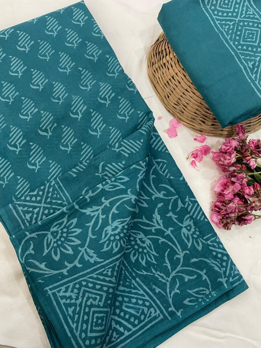 Hand Printed Cotton MulMul Saree
