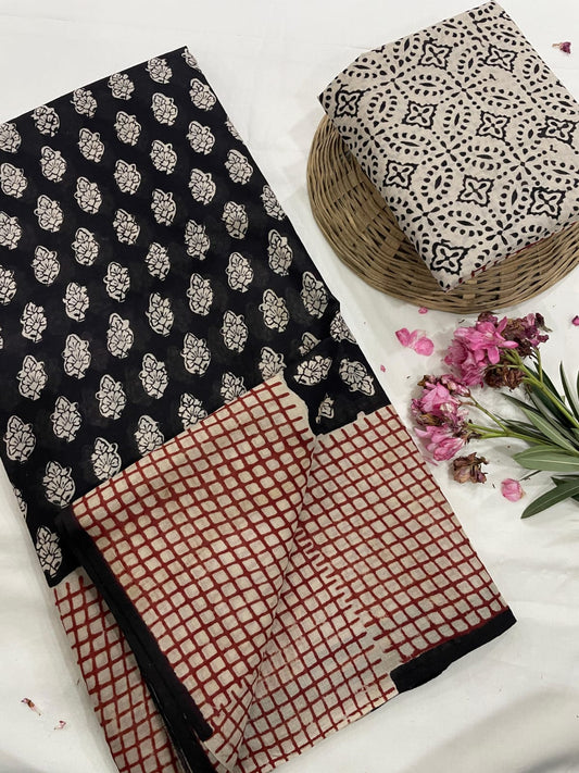 Hand Printed Cotton MulMul Saree