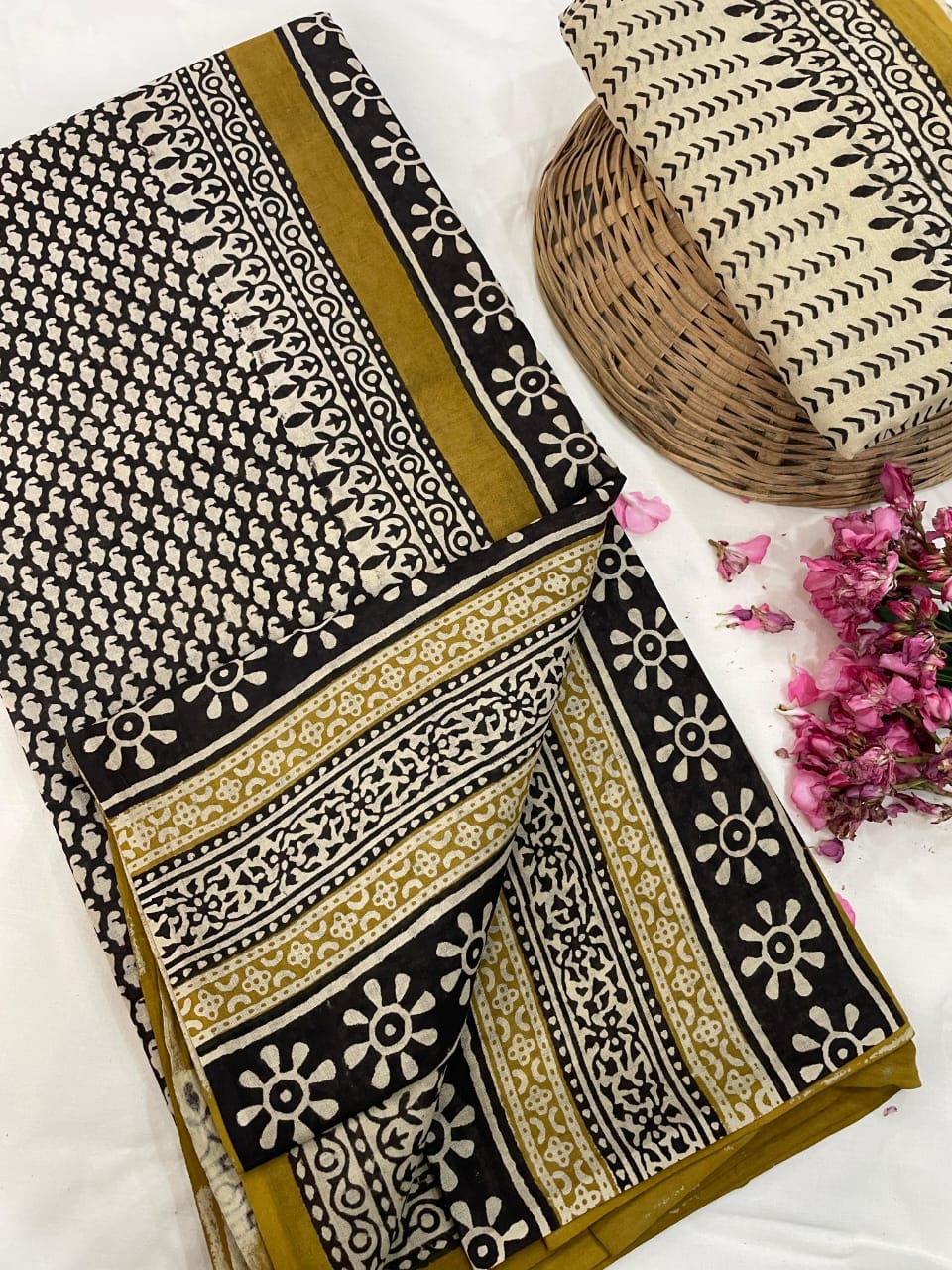 Hand Printed Cotton MulMul Saree