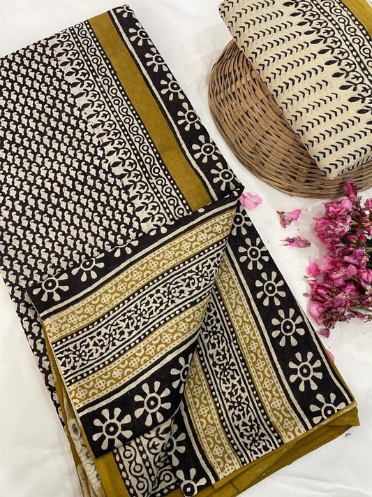 Hand Printed Cotton MulMul Saree