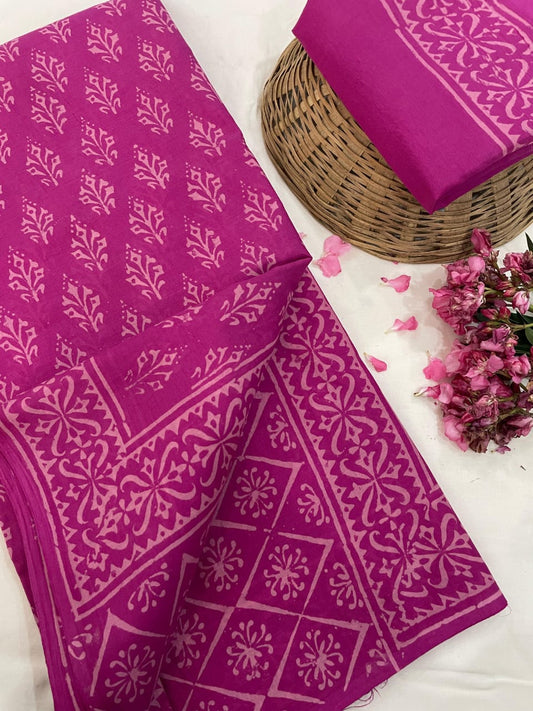 Hand Printed Cotton MulMul Saree