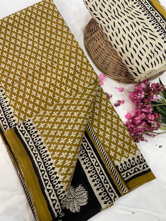 Hand Printed Cotton MulMul Saree