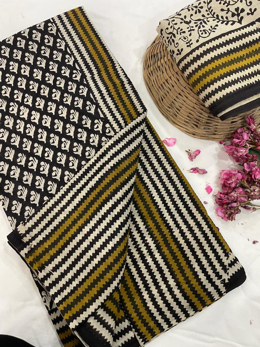 Hand Printed Cotton MulMul Saree