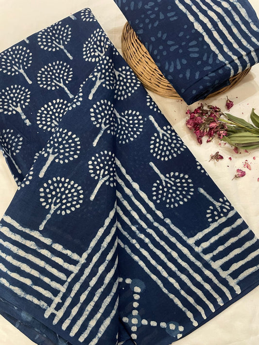 Hand Printed Cotton MulMul Saree