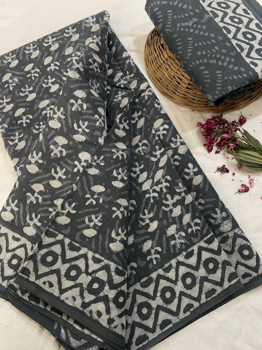Hand Printed Cotton MulMul Saree