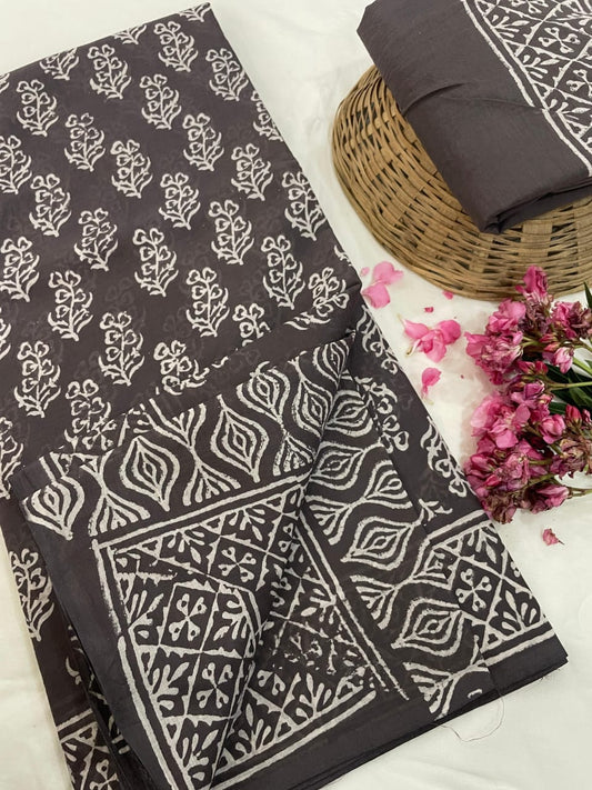Hand Printed Cotton MulMul Saree