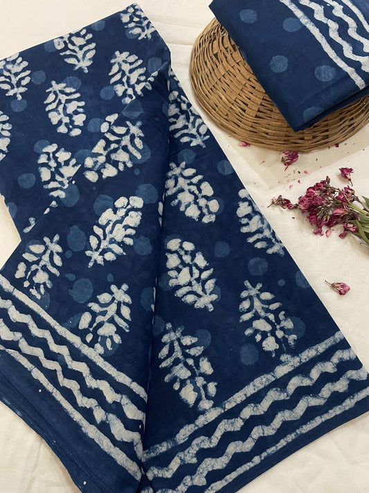 Hand Printed Cotton MulMul Saree