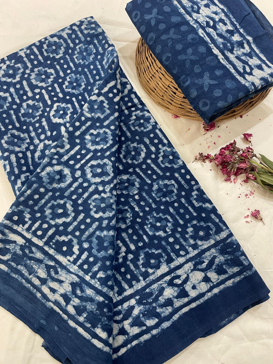 Hand Printed Cotton MulMul Saree