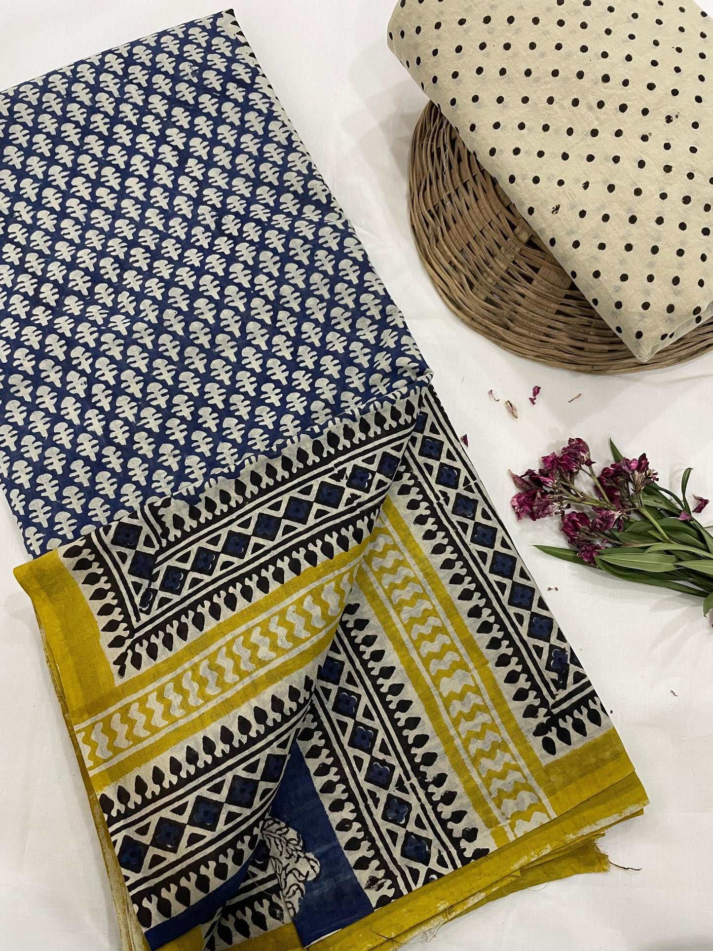 Hand Printed Cotton MulMul Saree