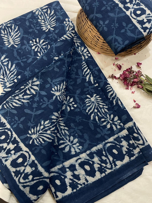 Hand Printed Cotton MulMul Saree