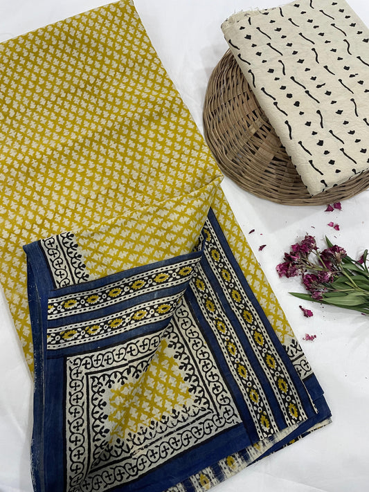 Hand Printed Cotton MulMul Saree