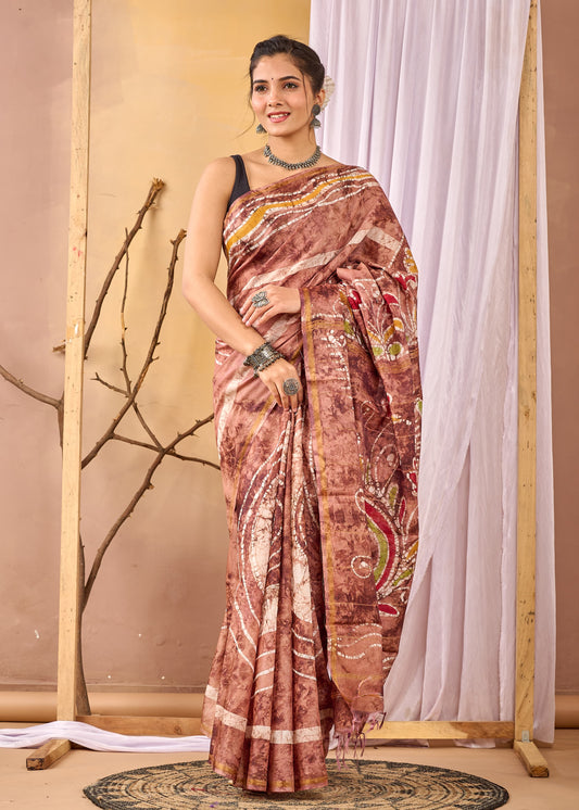 Hand Block Printed Chanderi silk Saree