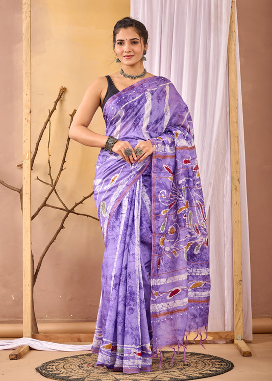 Hand Block Printed Chanderi silk Saree