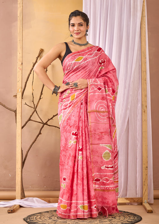 Hand Block Printed Chanderi silk Saree