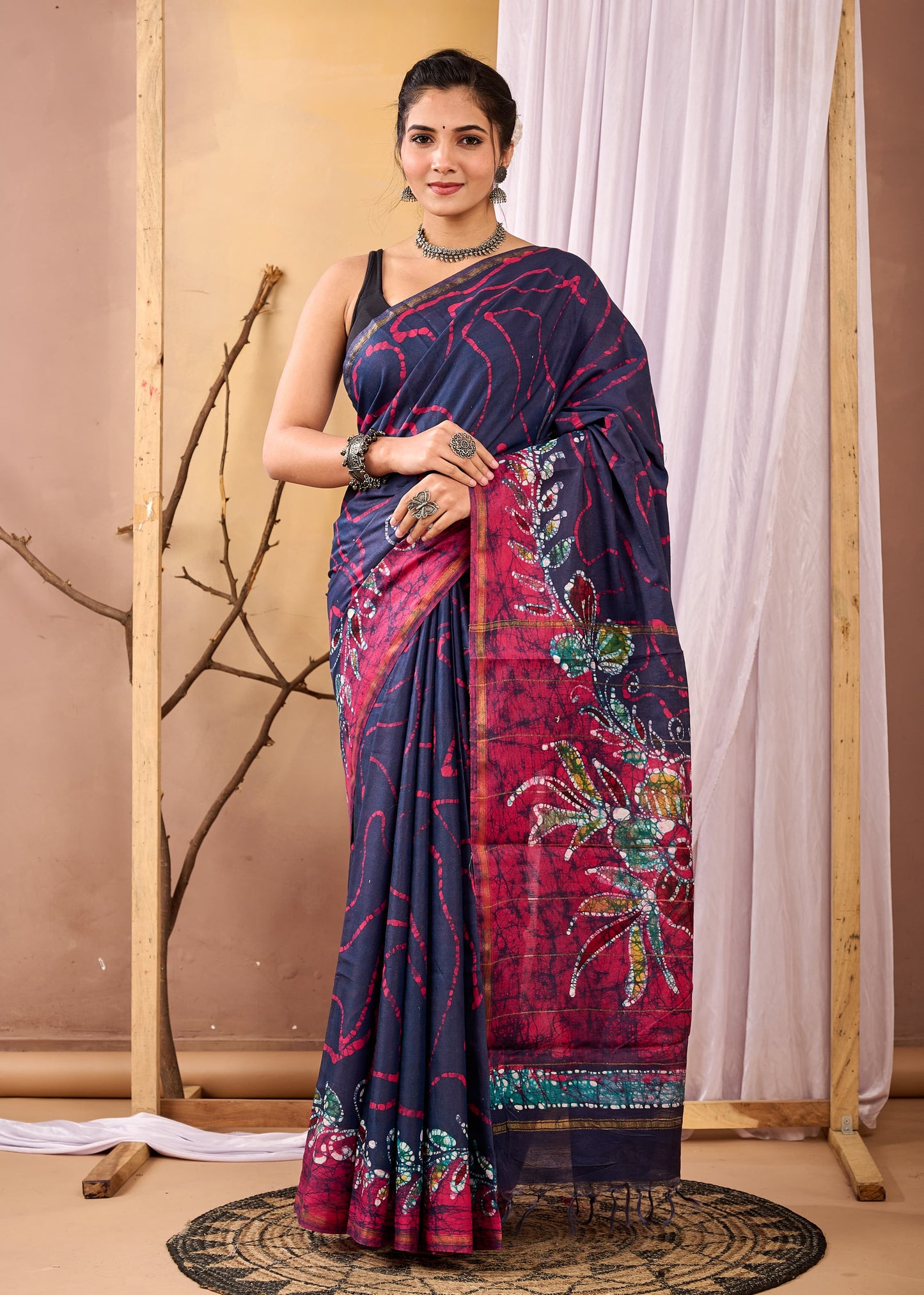 Hand Block Printed Chanderi silk Saree