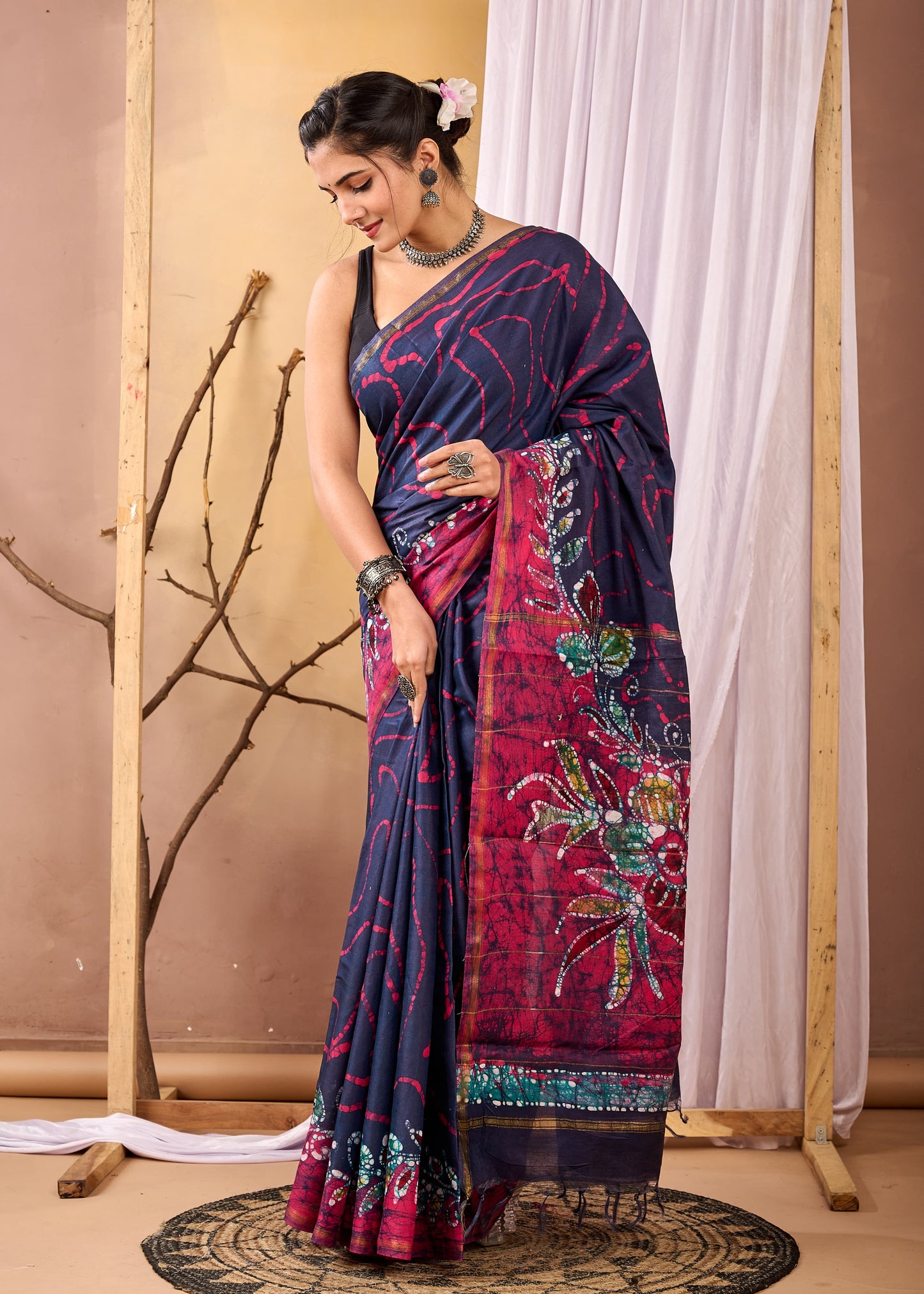 Hand Block Printed Chanderi silk Saree