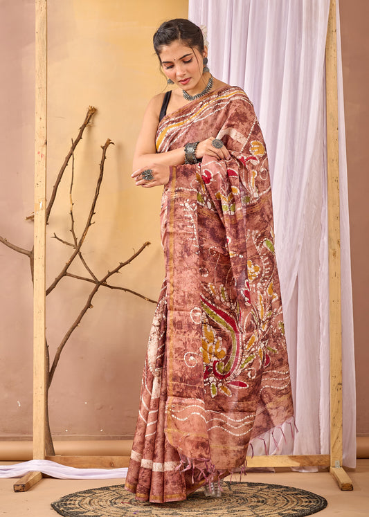 Hand Block Printed Chanderi silk Saree