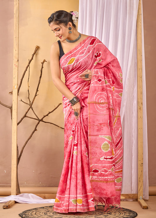 Hand Block Printed Chanderi silk Saree