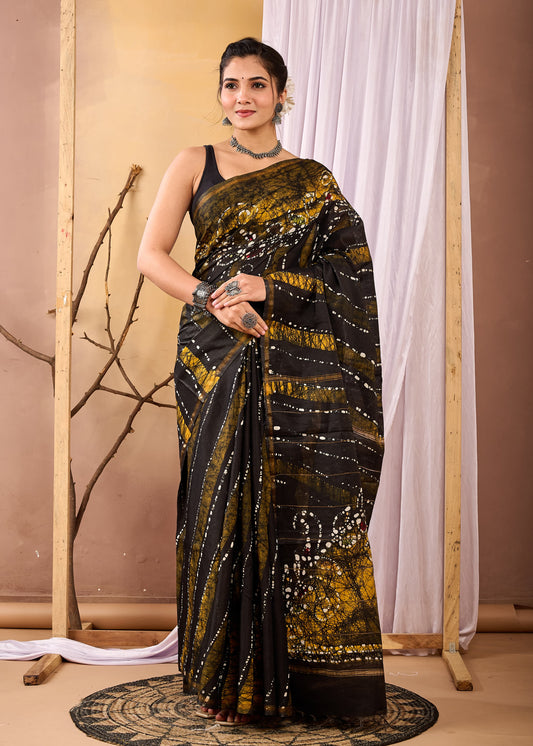 Hand Block Printed Chanderi silk Saree