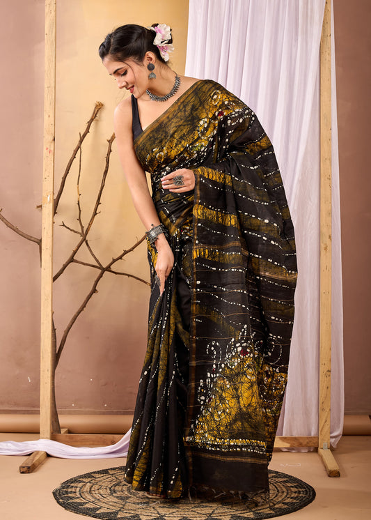 Hand Block Printed Chanderi silk Saree