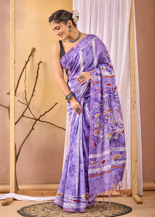 Hand Block Printed Chanderi silk Saree