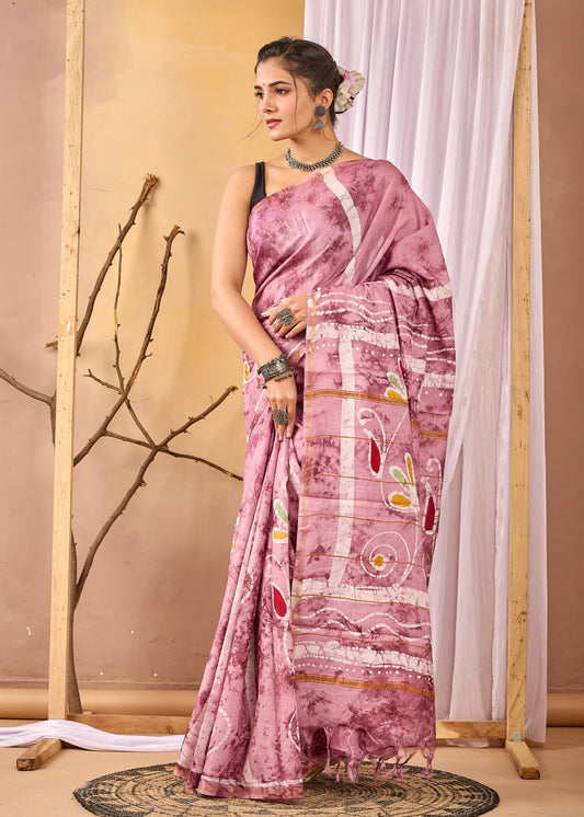 Hand Block Printed Chanderi silk Saree