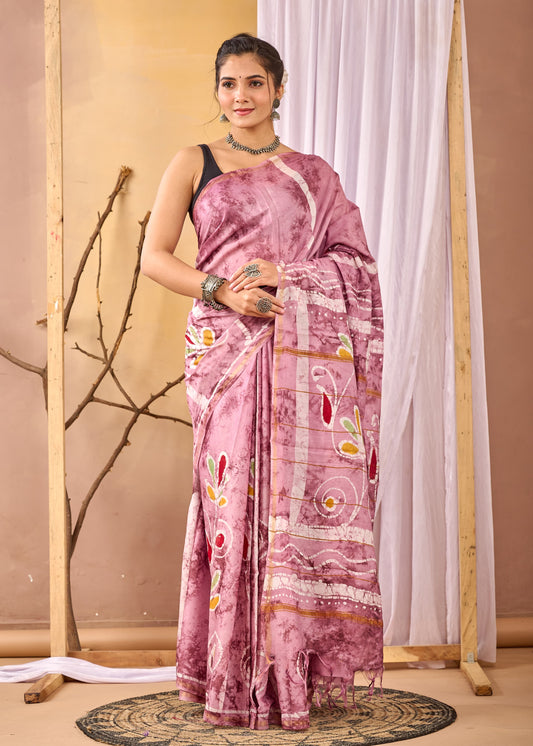 Hand Block Printed Chanderi silk Saree