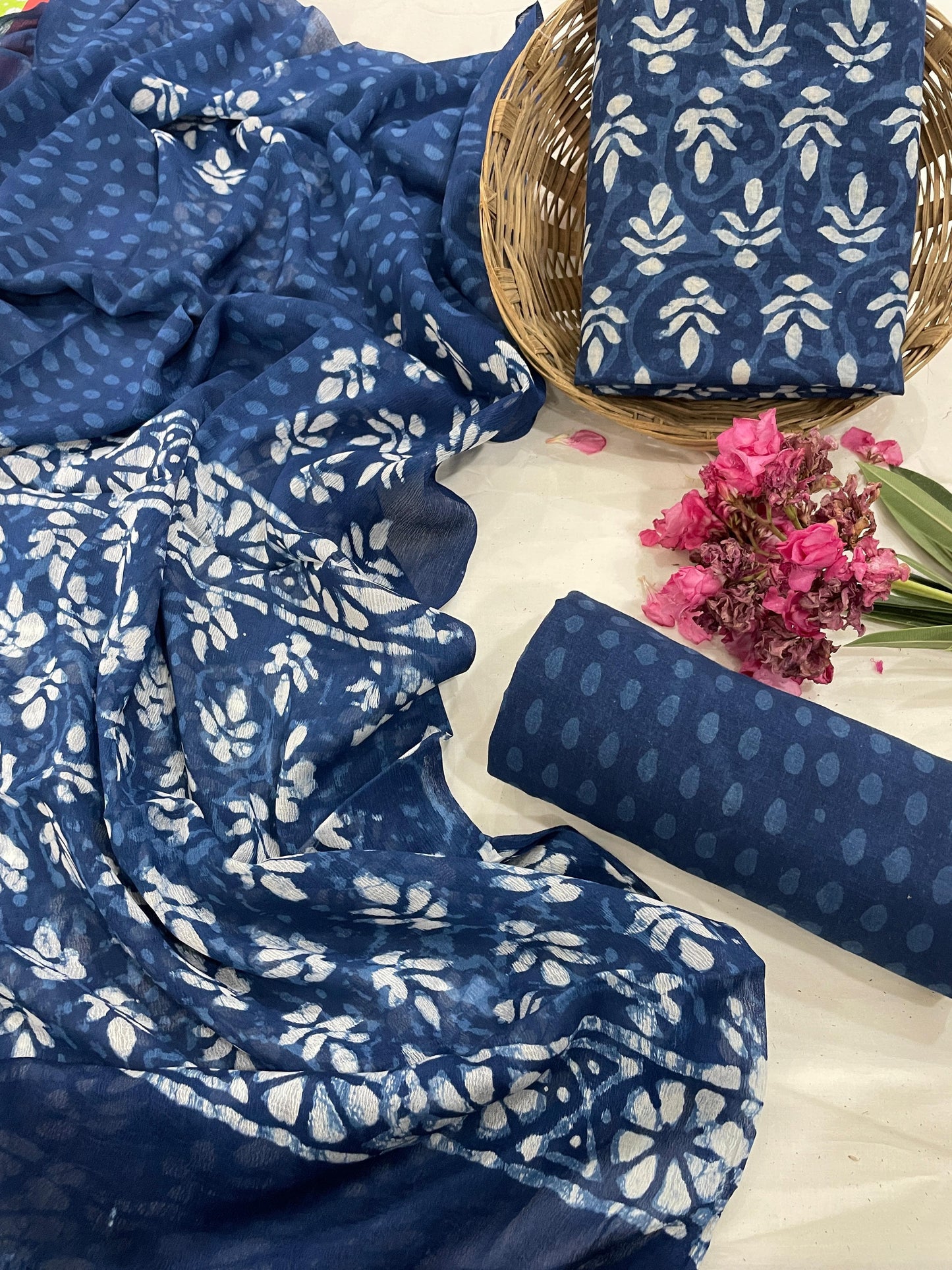 Pure Cotton Suits With Chiffon Dupatta