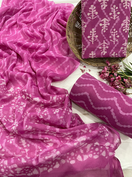 Pure Cotton Suits With Chiffon Dupatta