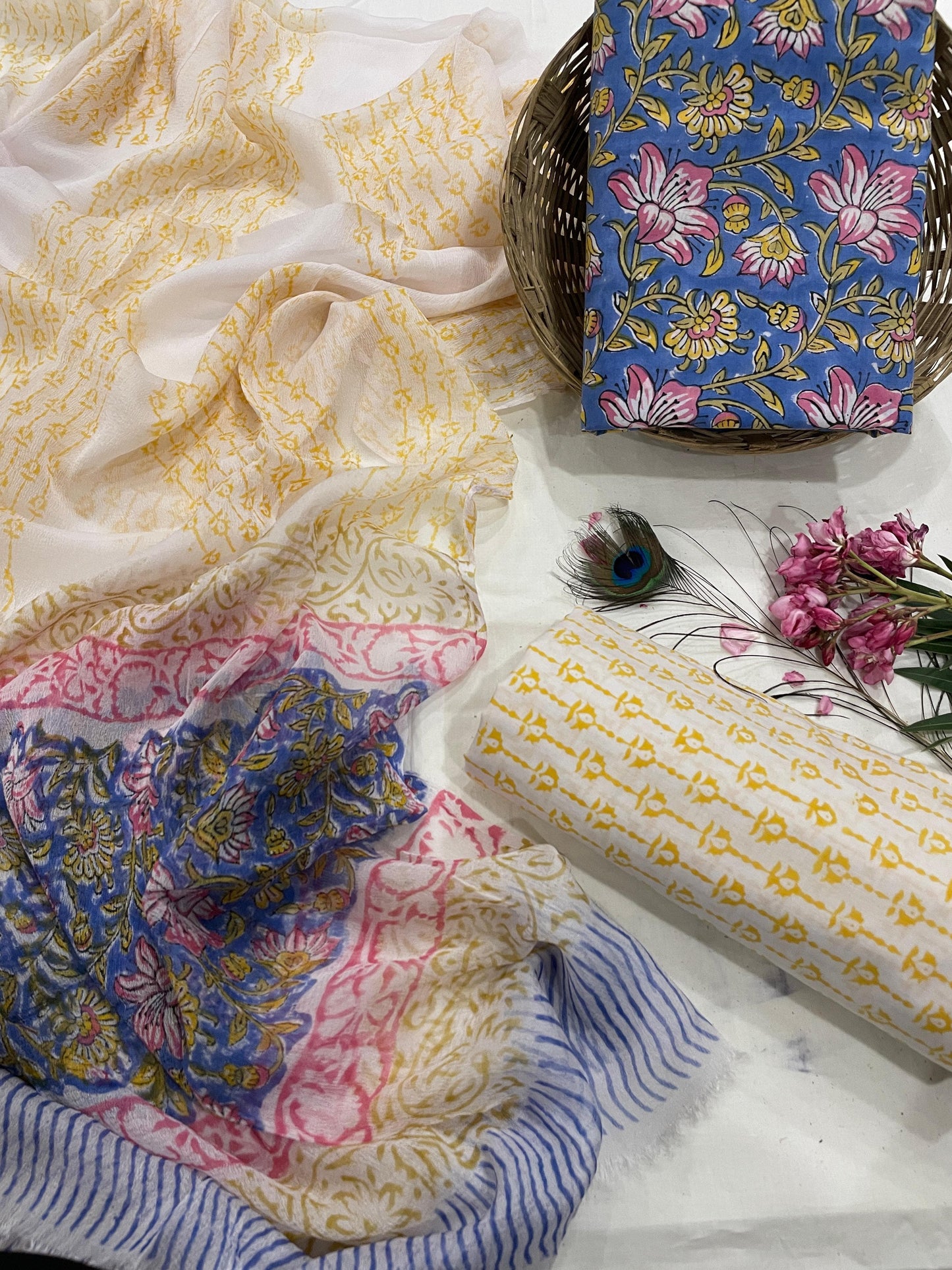 Pure Cotton Suits With Chiffon Dupatta