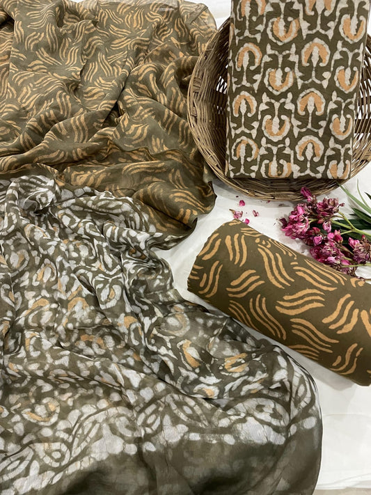 Pure Cotton Suits With Chiffon Dupatta